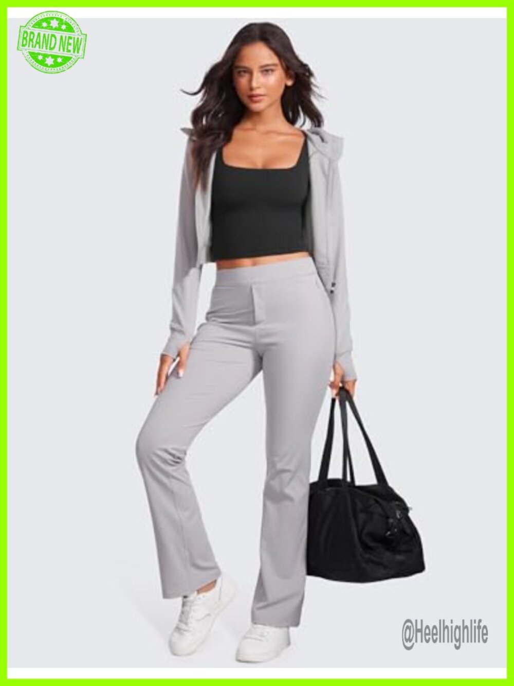 Butterluxe Double Lined Square Neck Tank Top - Sleeveless Yoga Fit Crop Top - Picture 5 of 6